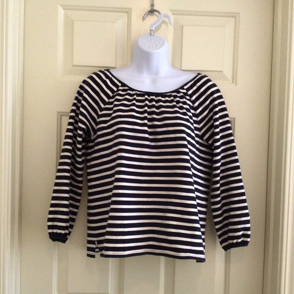 J. Crew Striped Peasant Top Striped Tie Back S - Picture 4 of 6